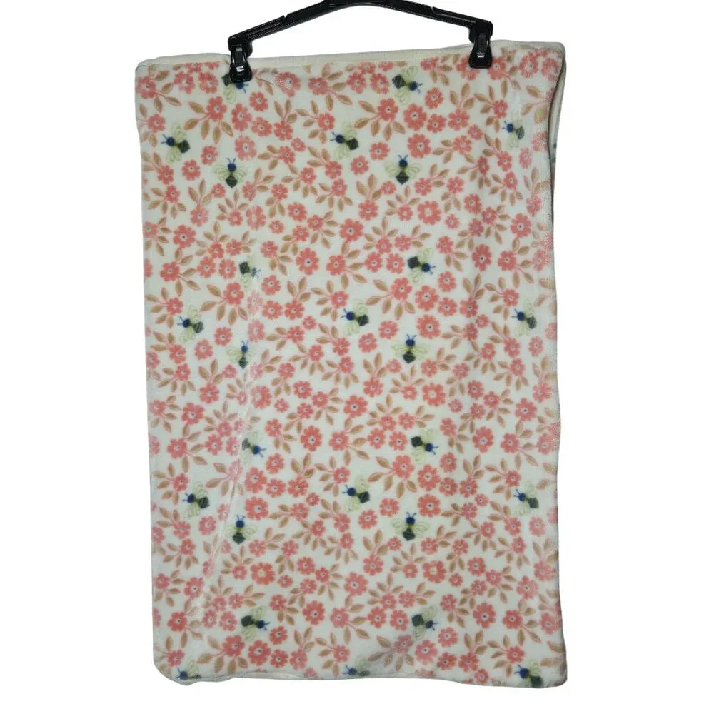 Cynthia‎ Rowley Floral Bee Print Fleece Baby Blanket Soft Cozy Security Nursery